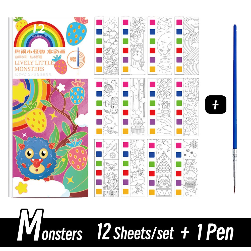 12 Sheets Portable Watercolor Painting Book