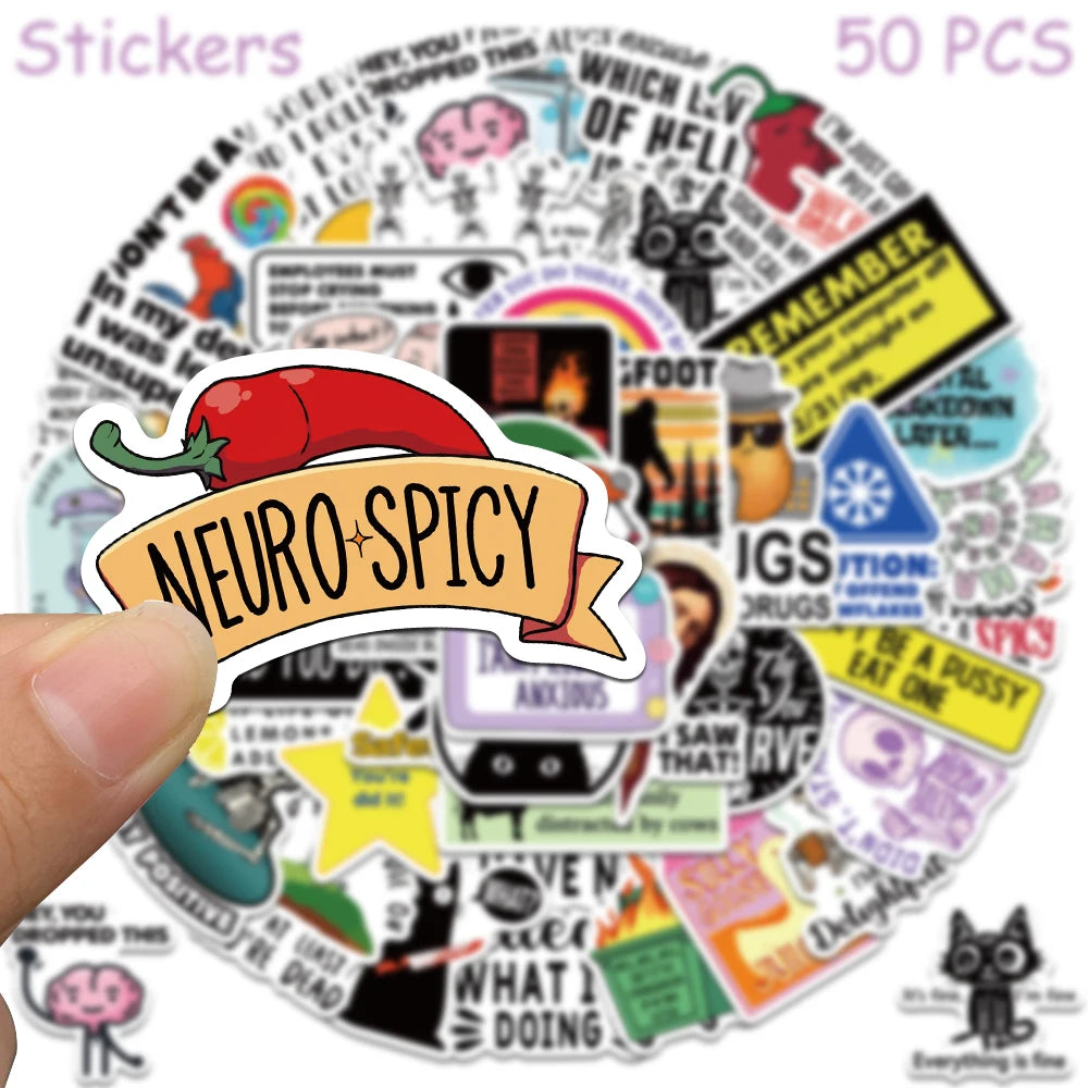 50/100pcs Cartoon Snarky MEME Stickers