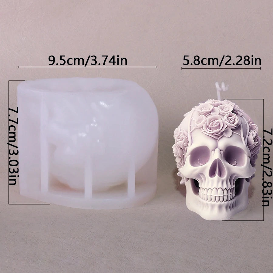 Halloween Rose Skull Candle Mold