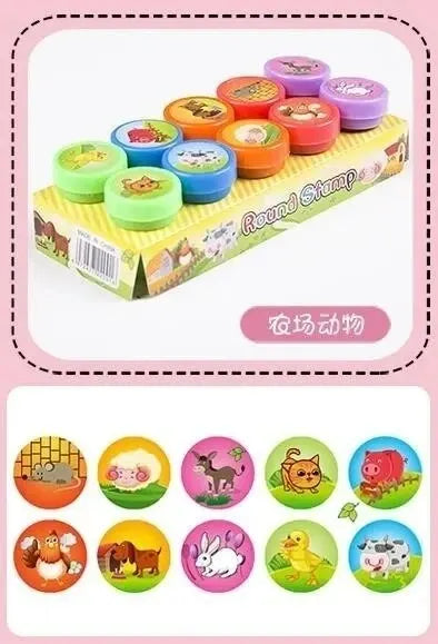 10pcs Assorted Self-Inking Stamps for Kids