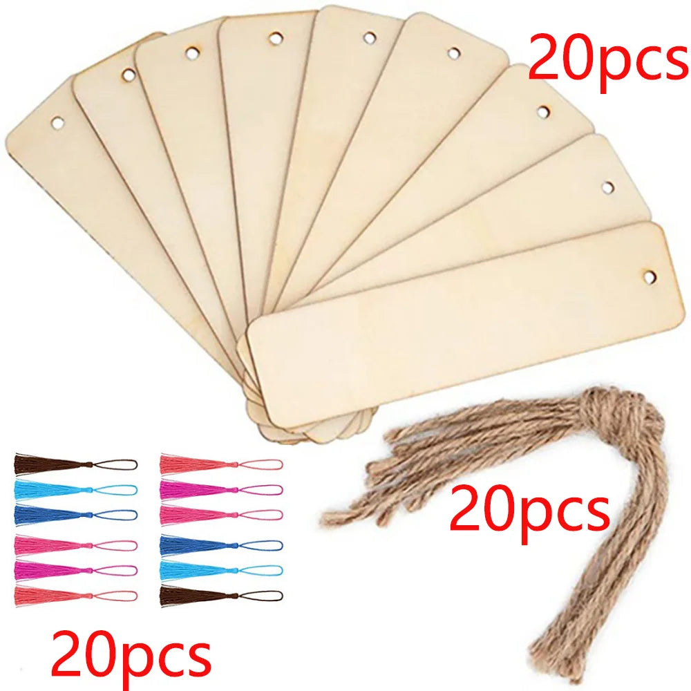 10/20/60pcs Bulk Wooden Bookmarks