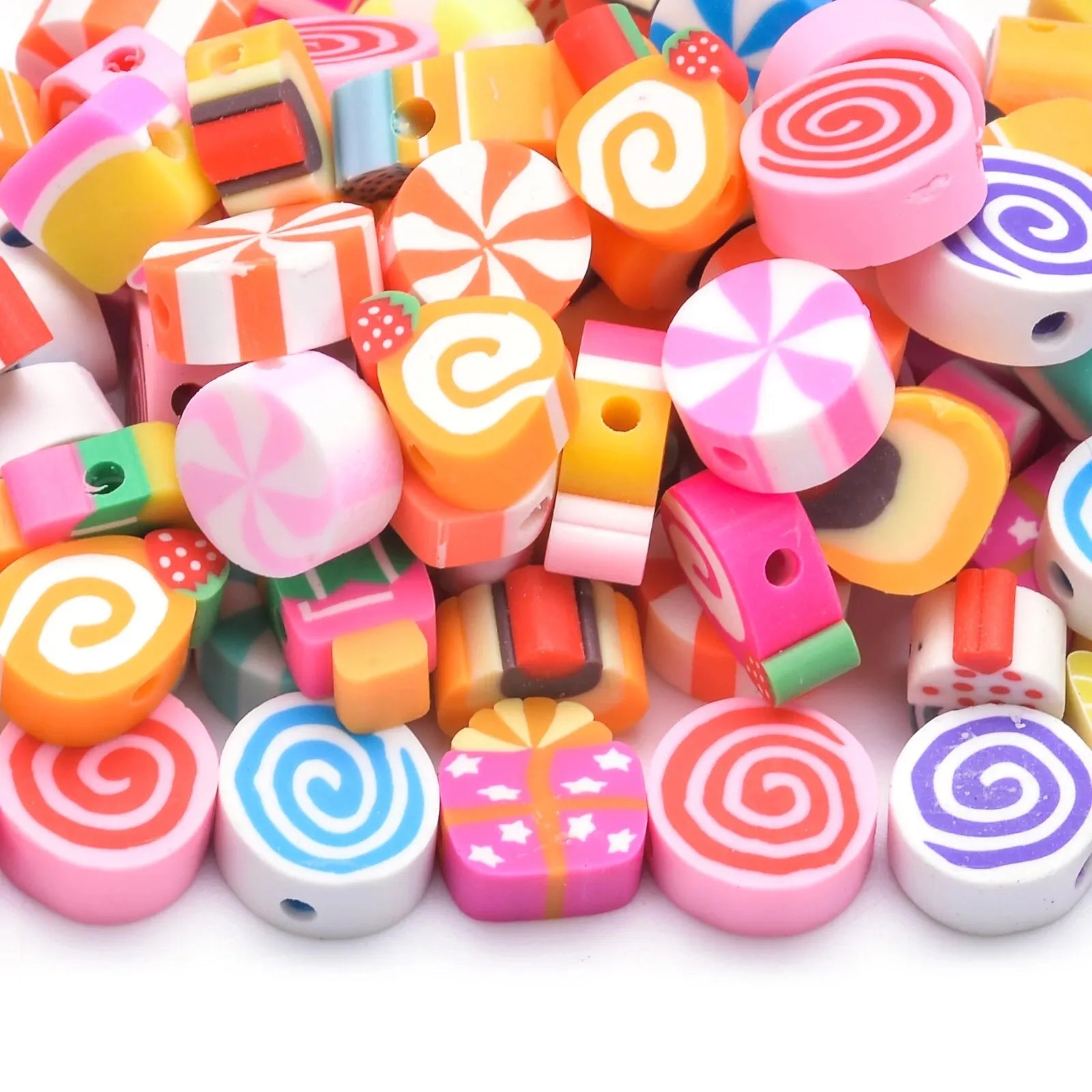 30pcs 10mm Heart-Shaped Fruit Polymer Clay Beads
