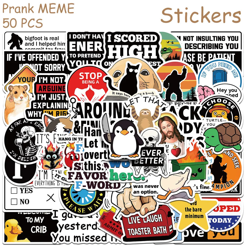 50/100pcs Cartoon Snarky MEME Stickers