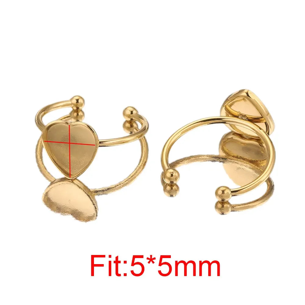10pcs Adjustable Stainless Steel Open Ring Settings