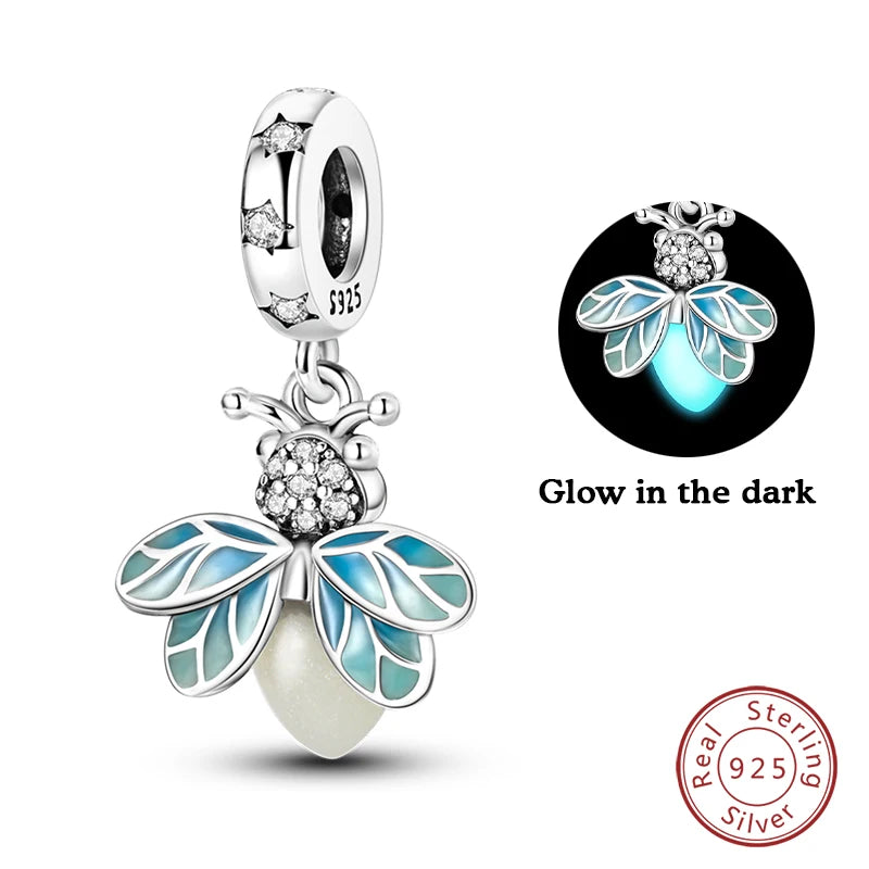 S925 Silver Luminous Firefly & Star Charms (3mm)