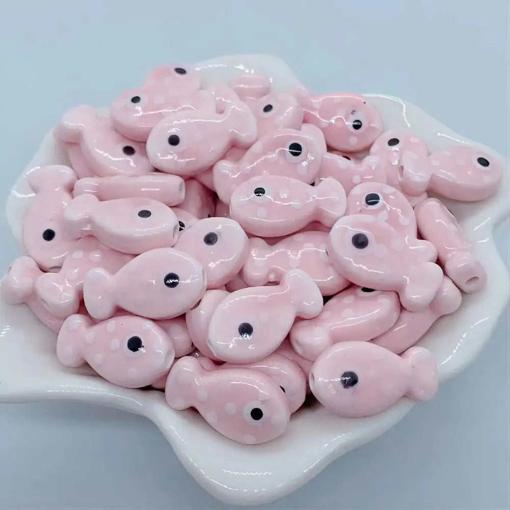 10pcs Handmade Ceramic Small Fish Beads