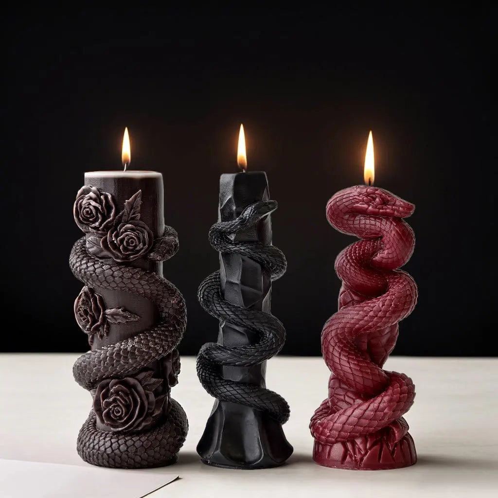 Relief Snake Pillar Candle Mold