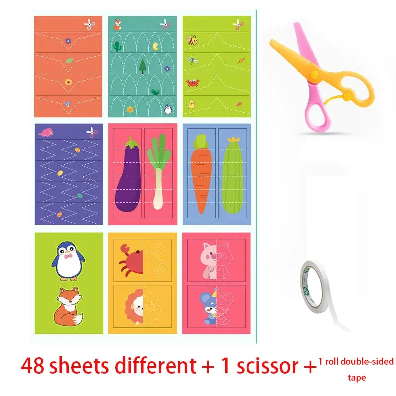49–91pcs Kids Scissor Skills Cutting Practice Set