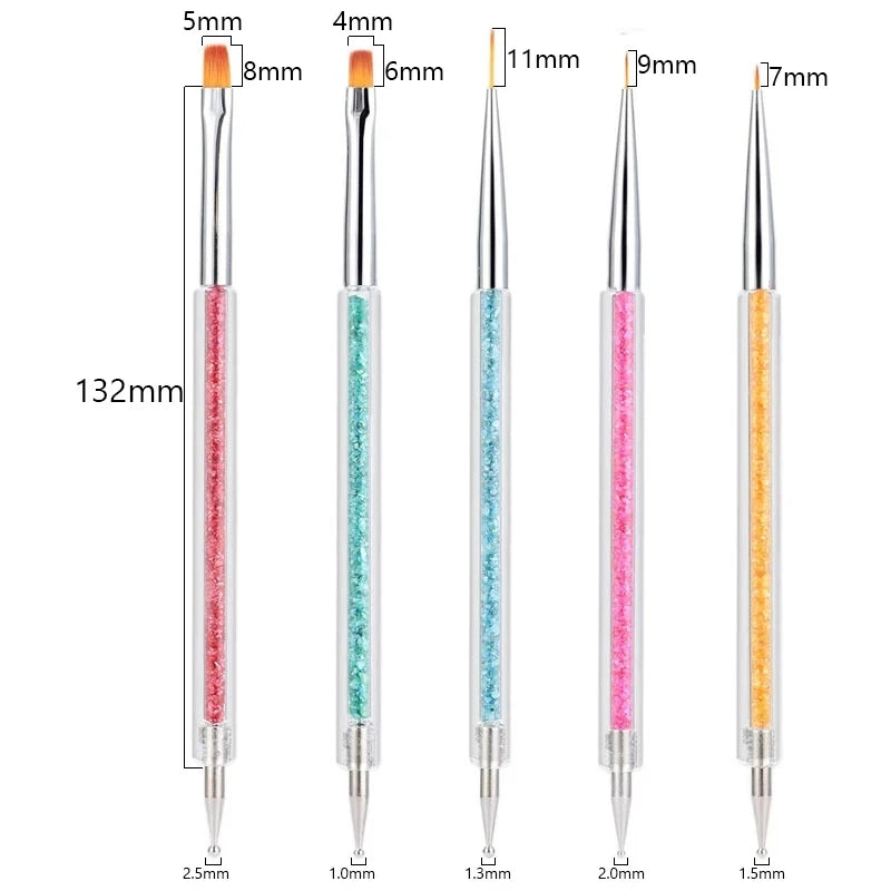 5Pcs Nail Art Dotting & Drawing Brush Set