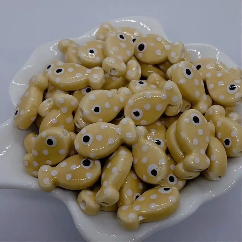 10pcs Handmade Ceramic Small Fish Beads