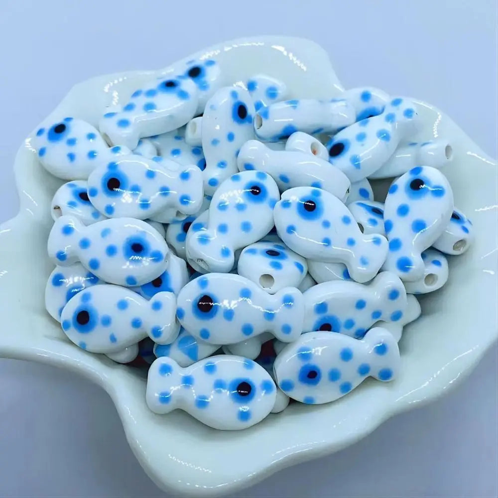 10pcs Handmade Ceramic Small Fish Beads