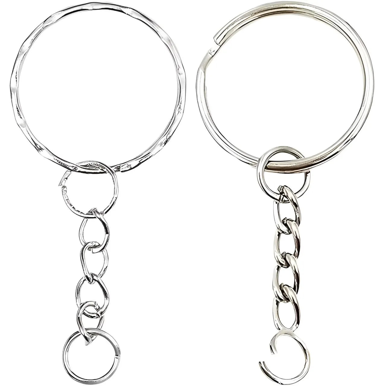 50/500pcs Silver-Plated Metal Blank Keyrings