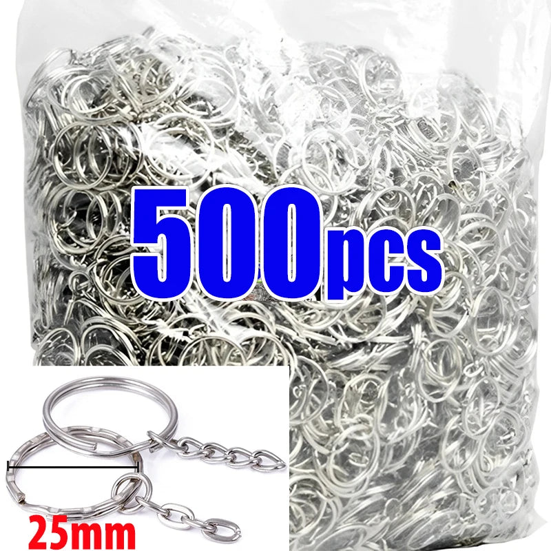 50/500pcs Silver-Plated Metal Blank Keyrings