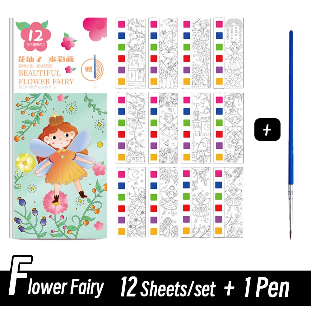 12 Sheets Portable Watercolor Painting Book