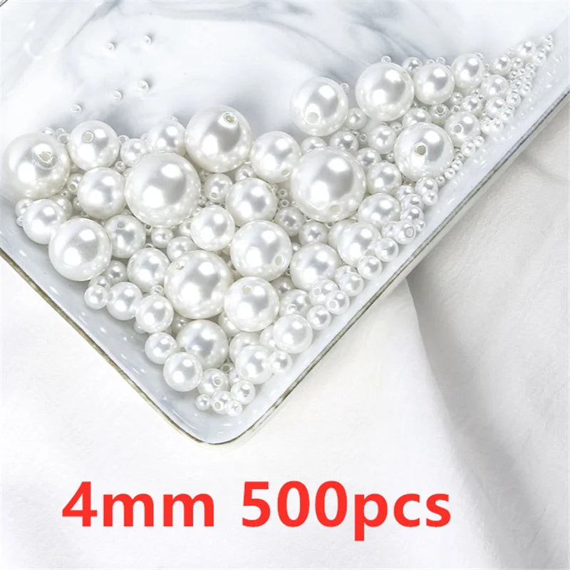 500pcs Imitation Pearl Beads with Hole (3–10mm)