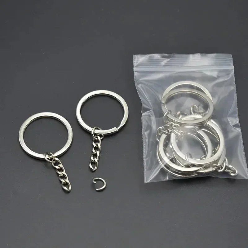 50/500pcs Silver-Plated Metal Blank Keyrings