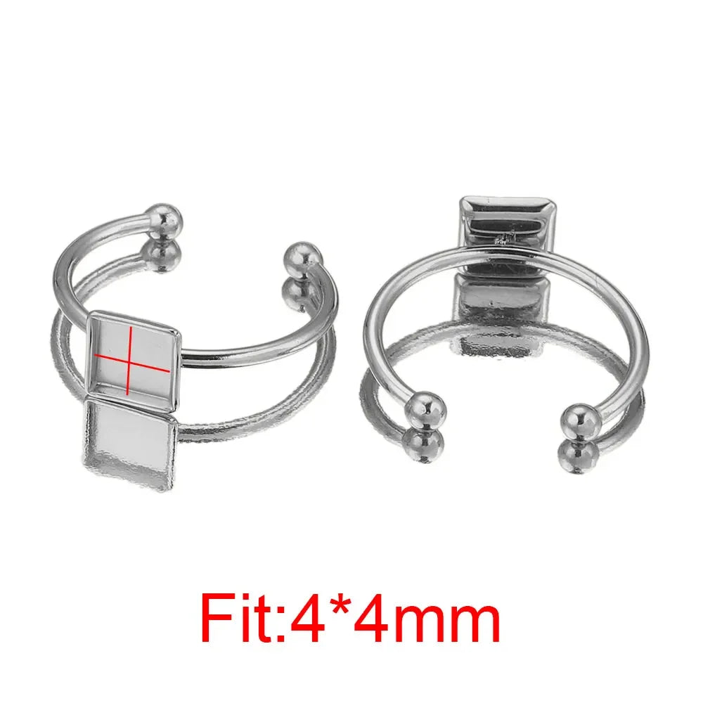 10pcs Adjustable Stainless Steel Open Ring Settings