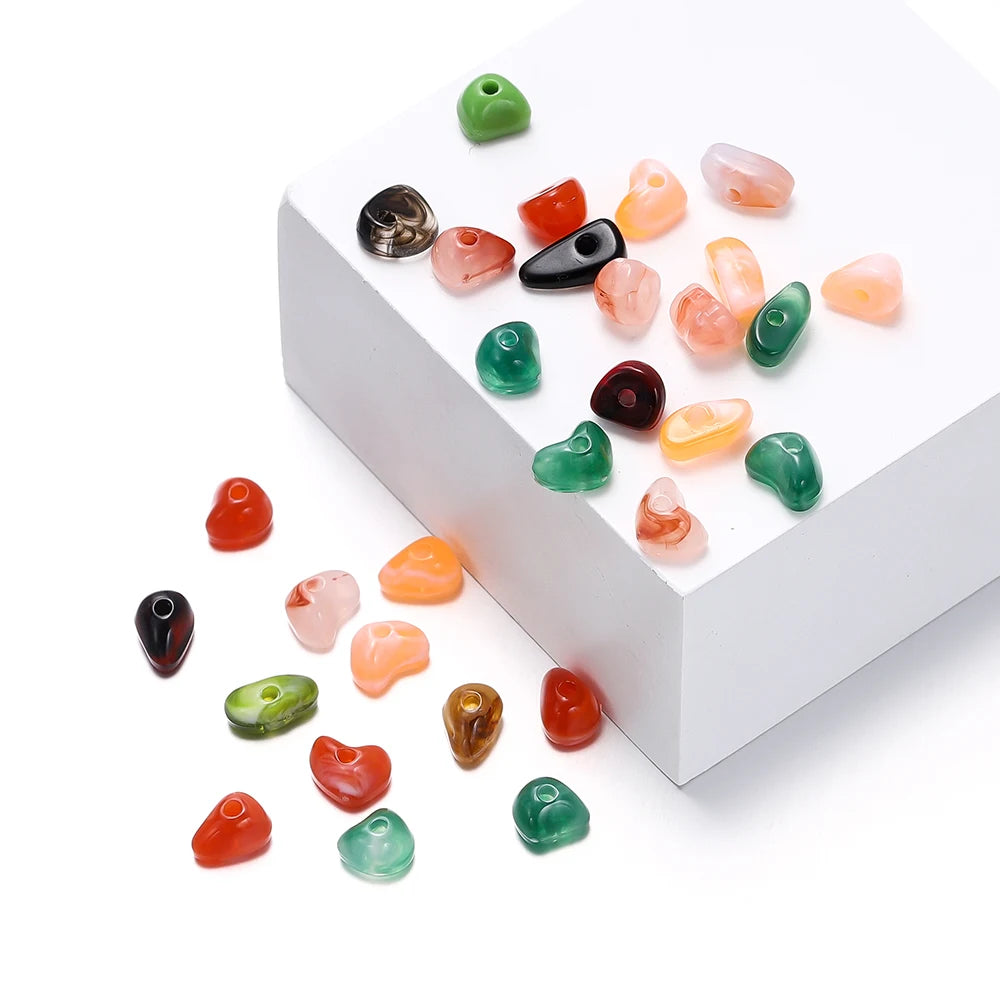 50/100pcs Irregular Imitation Stone Acrylic Spacer Beads