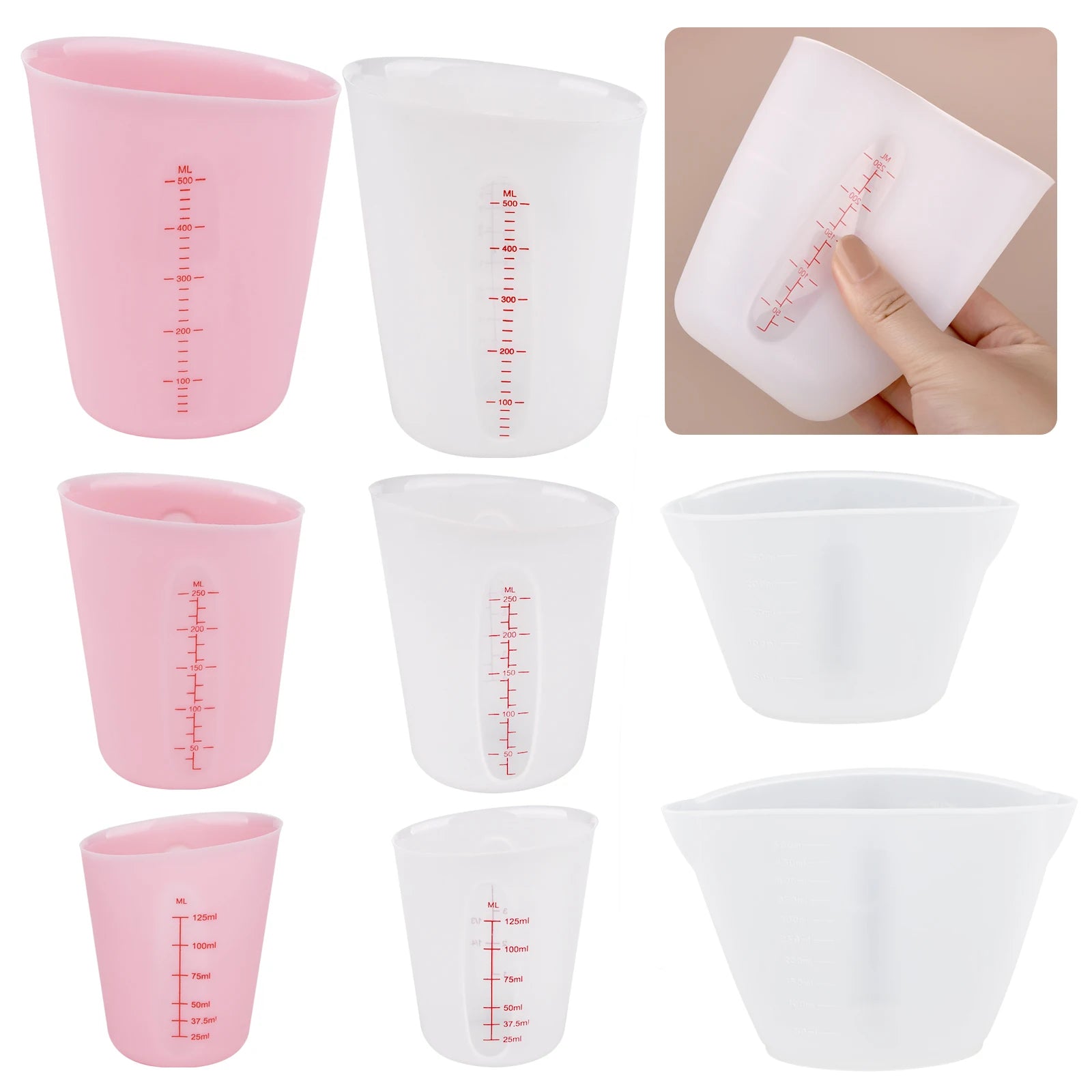 125/250/500ml Silicone Measuring Cups with Scale