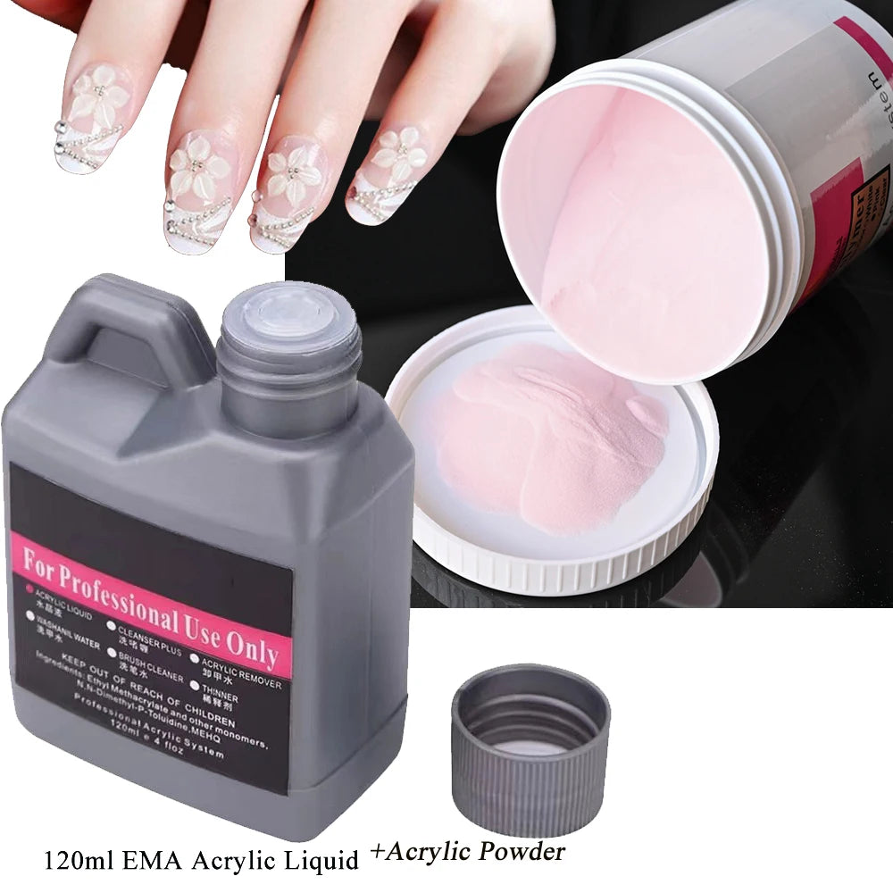 120ml EMA Acrylic Liquid & Pink Builder Powder Set