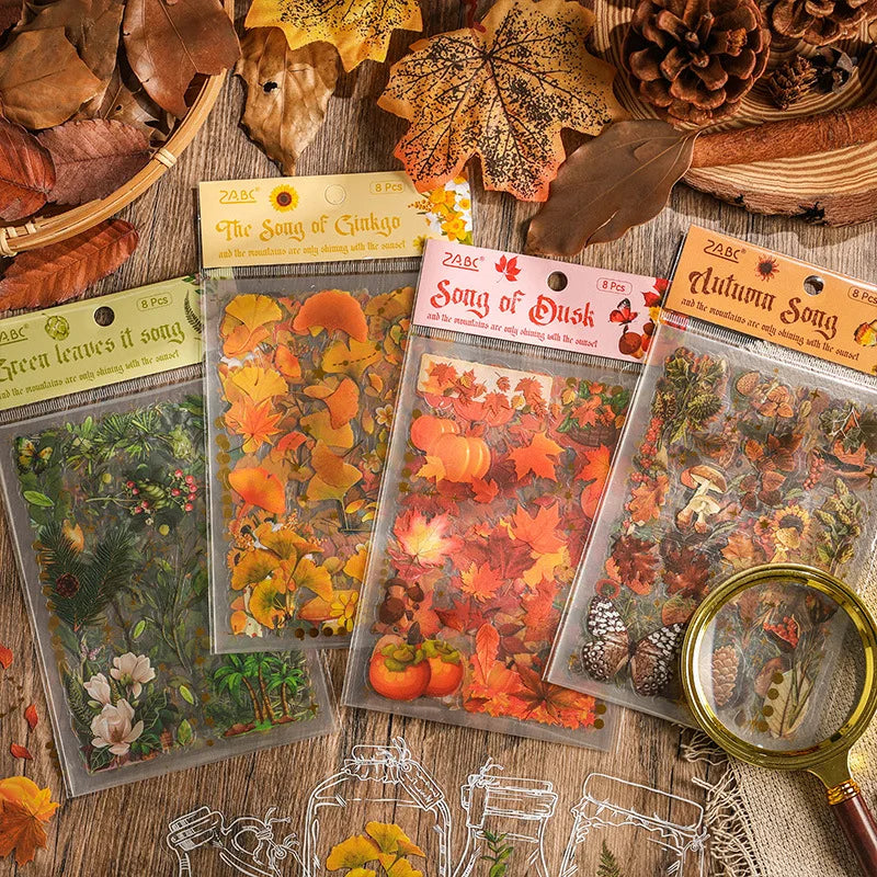 8pcs Vintage Autumn Forest Stickers