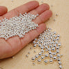 10-40pcs REAL 925 Sterling Silver Round Beads Spacer Beads for Jewelry Making Findings