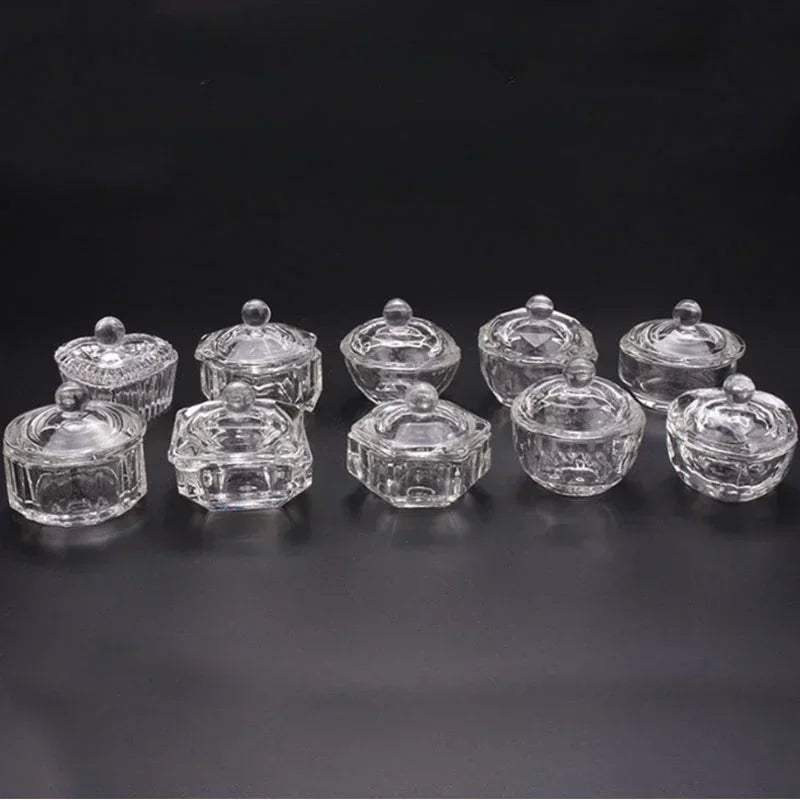 Crystal Glass Octagonal Dappen Dish with Lid