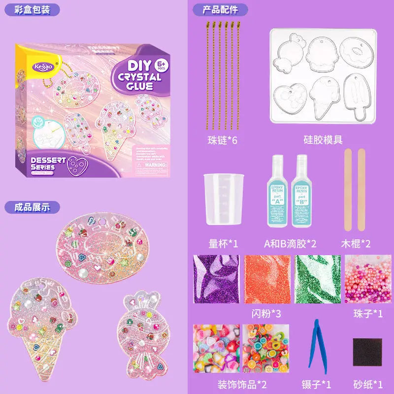 Kids Crystal Glue Keychain Craft Kit