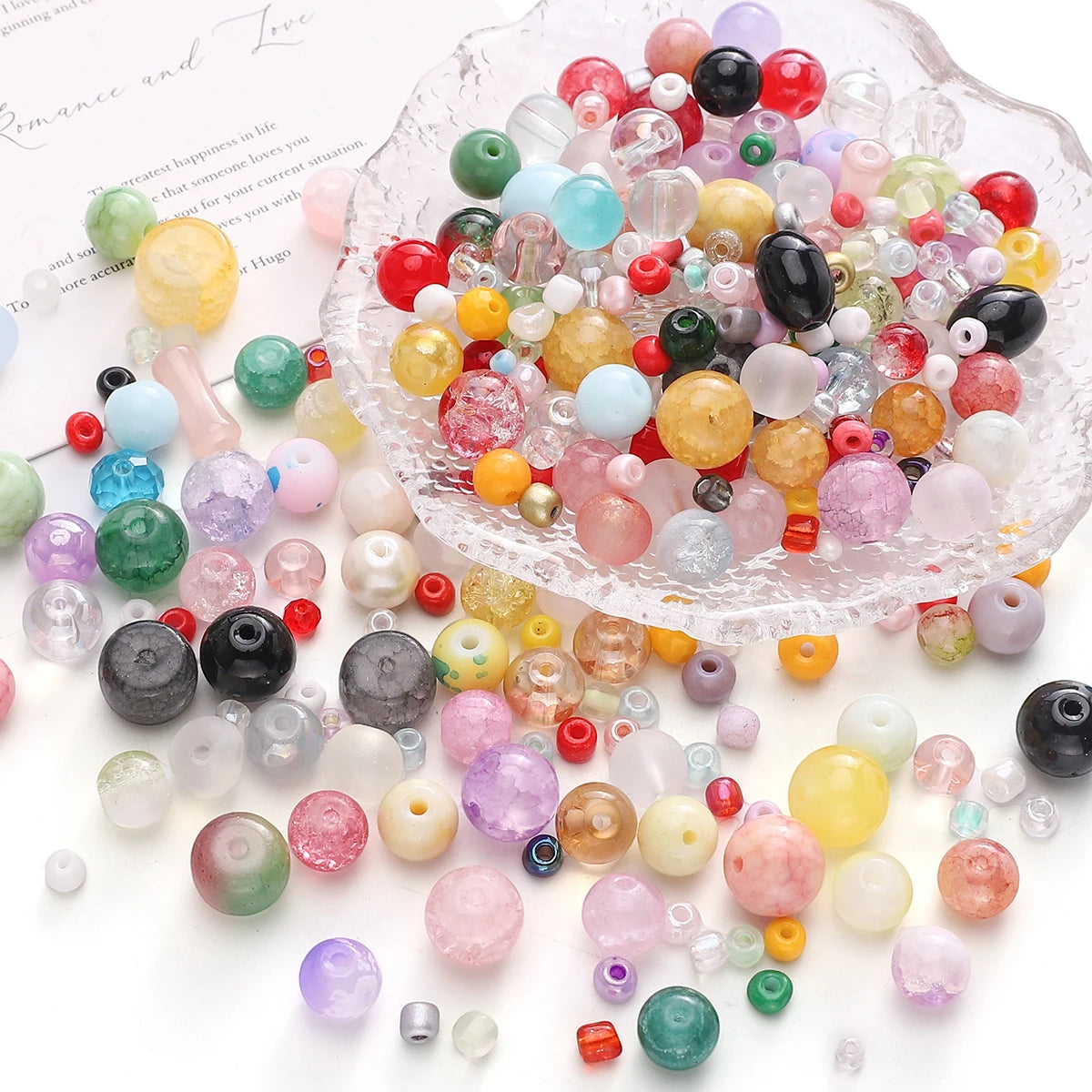 30g Mixed Glass Beads (3–12mm) for DIY Jewelry
