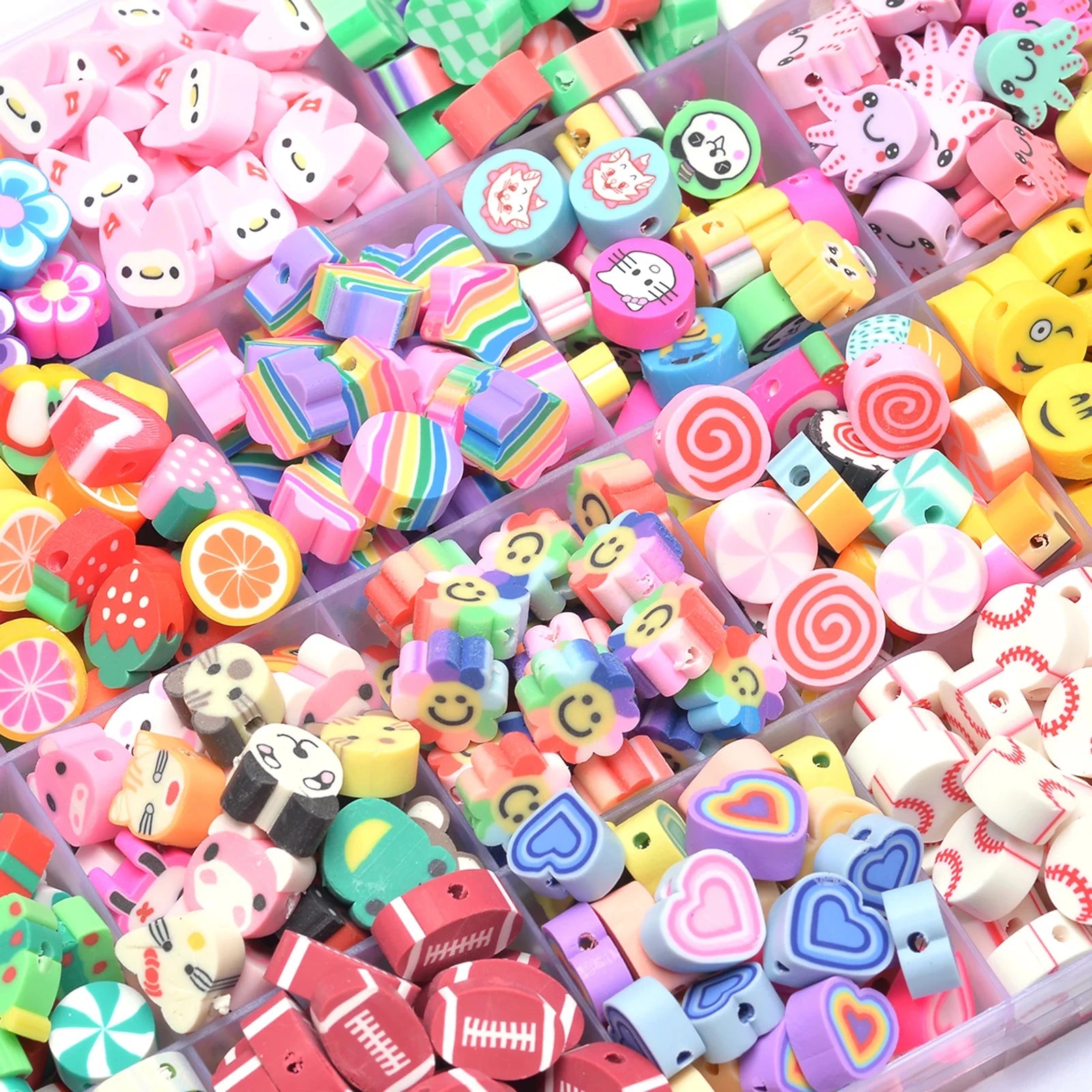 30pcs 10mm Heart-Shaped Fruit Polymer Clay Beads