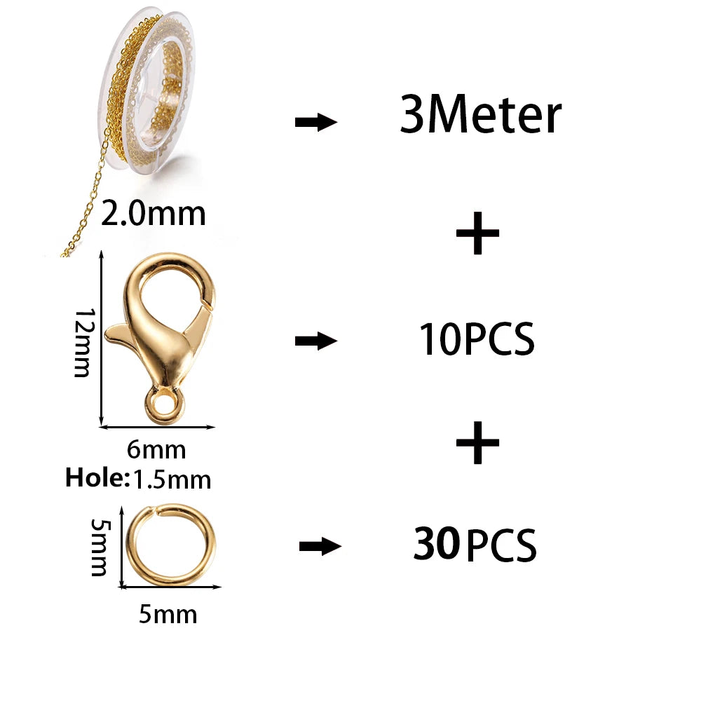 3M Alloy Link Chain with Clasps & Jump Rings