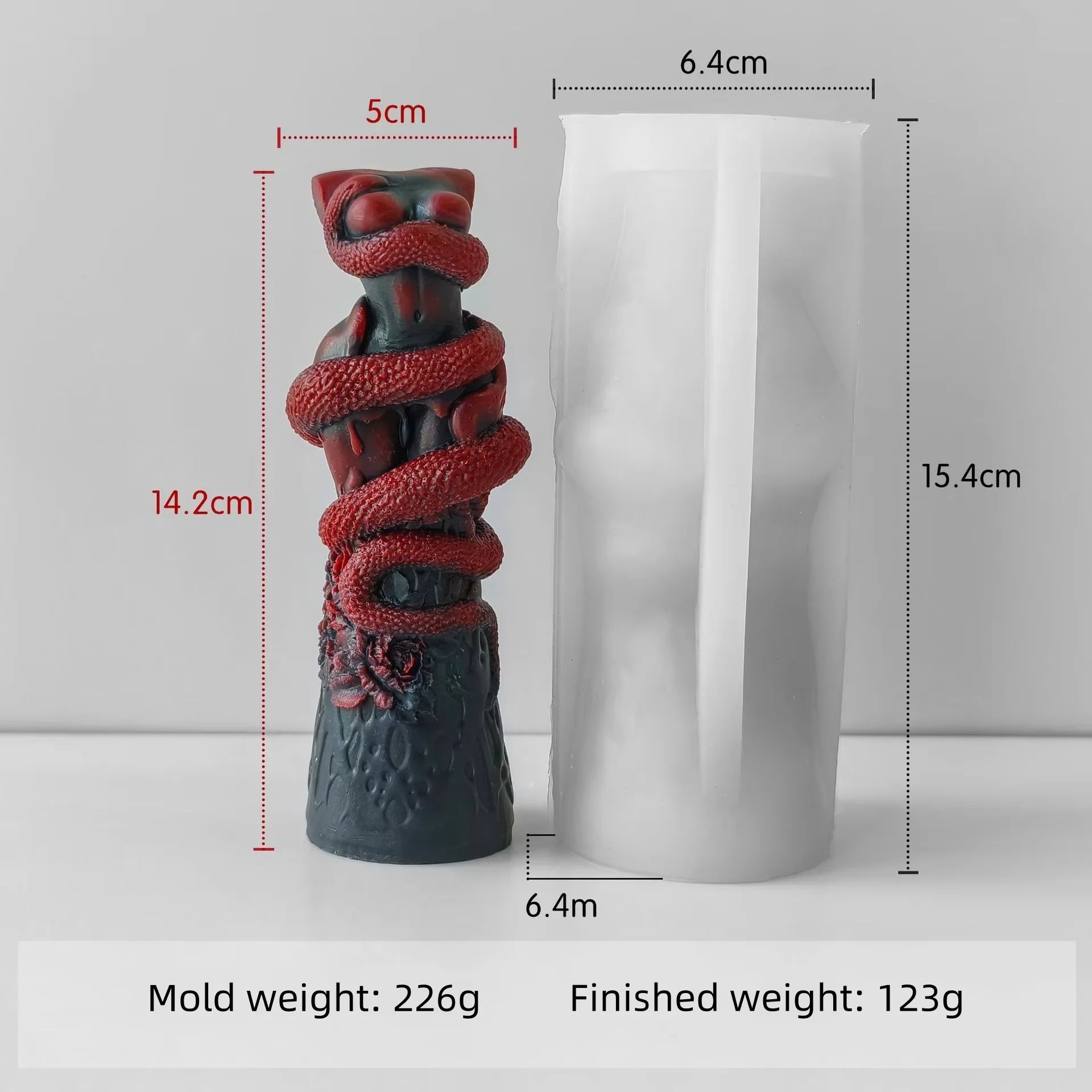 Relief Snake Pillar Candle Mold