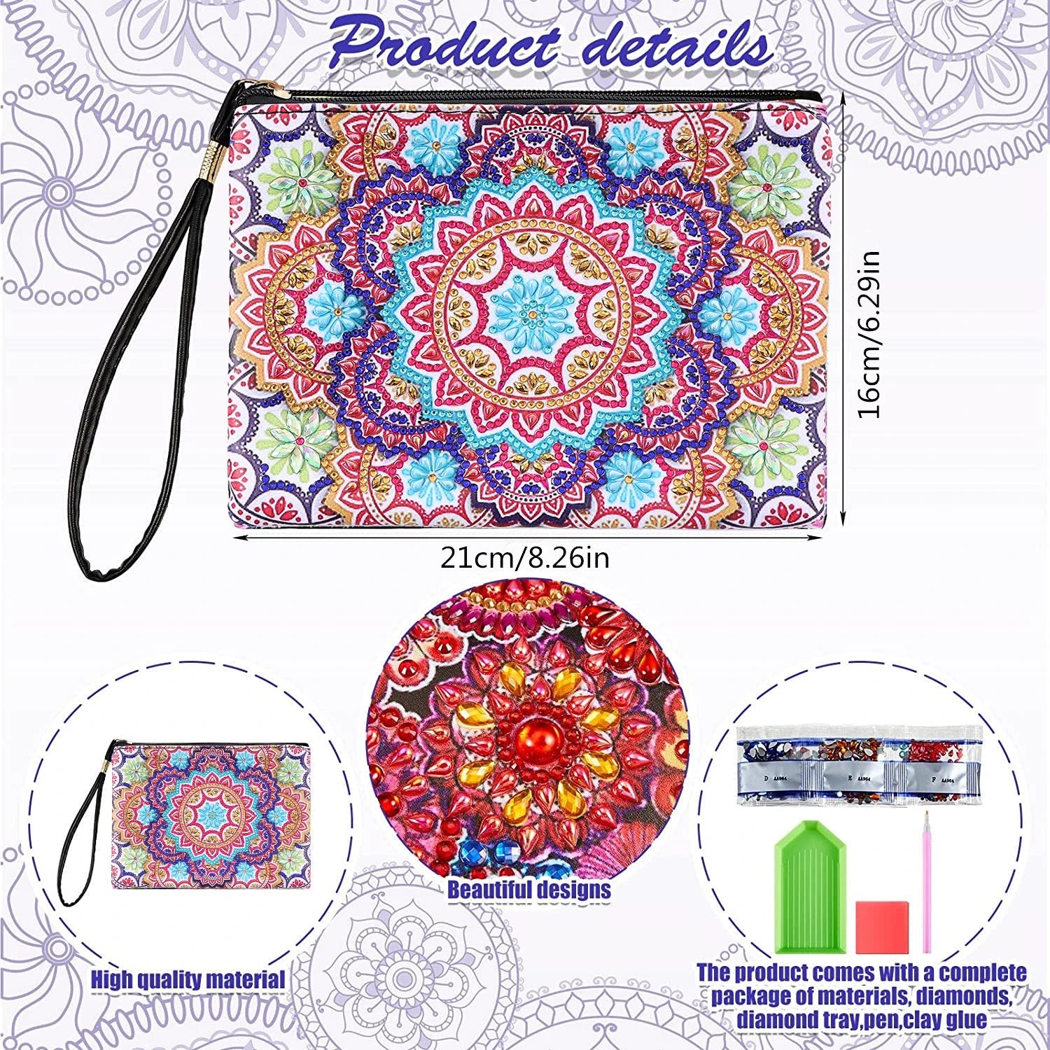 DIY Mandala Diamond Painting PU Leather Purse