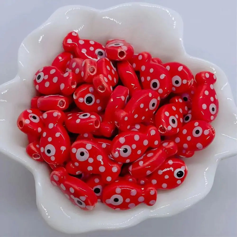 10pcs Handmade Ceramic Small Fish Beads