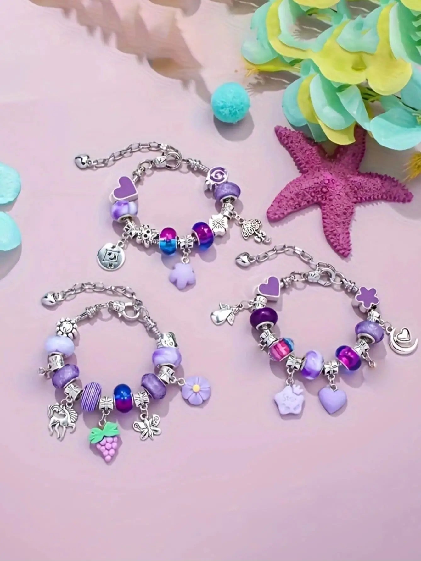 66-Piece Charm Bracelet & Necklace DIY Jewelry Kit