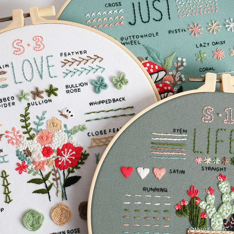 3 Sets Embroidery Starter Kits