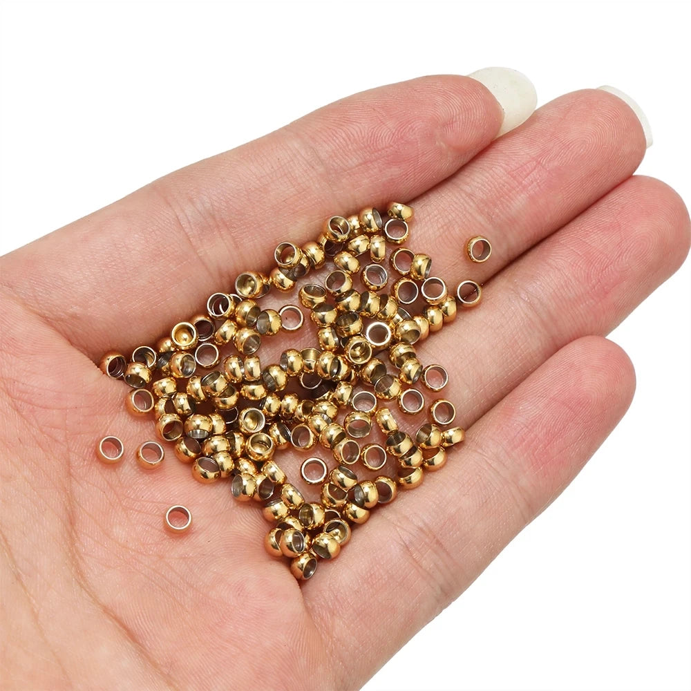 100pcs Stainless Steel Ball Crimp End Beads