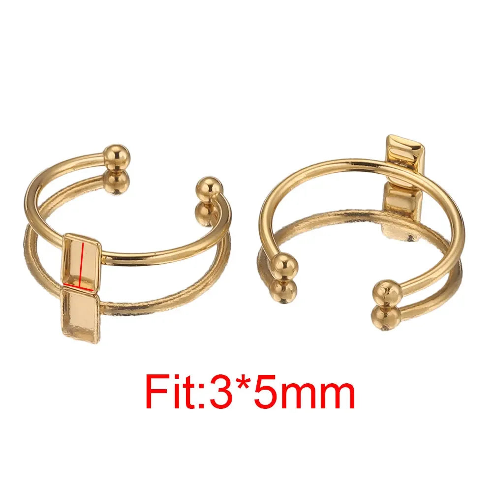 10pcs Adjustable Stainless Steel Open Ring Settings
