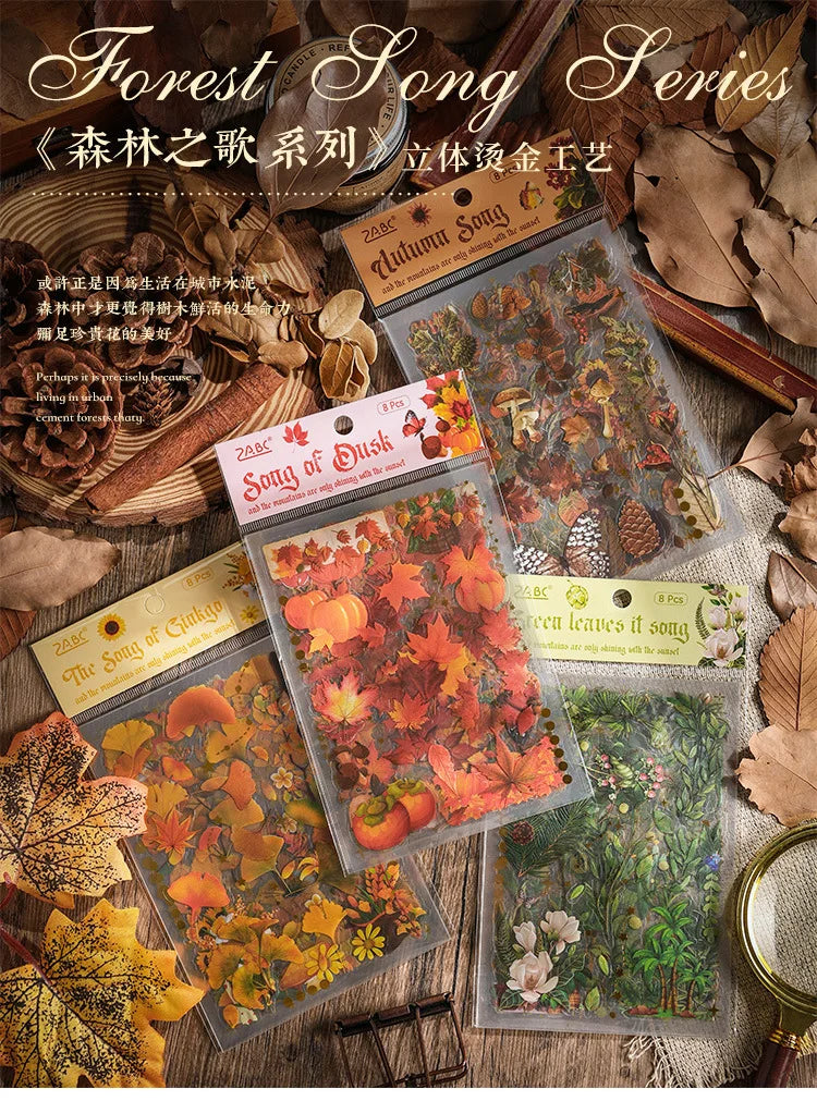 8pcs Vintage Autumn Forest Stickers