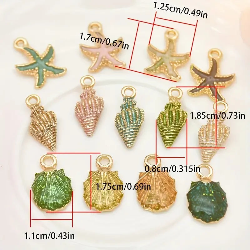 30/50pcs Random Conch Shell & Starfish Alloy Jewelry Accessories