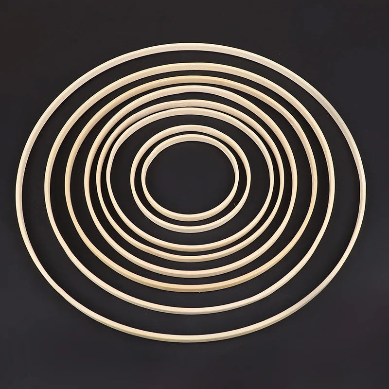 5Pcs Wooden Bamboo Hoops