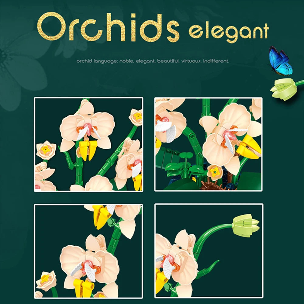 Building Blocks Orchid Flower Bouquet