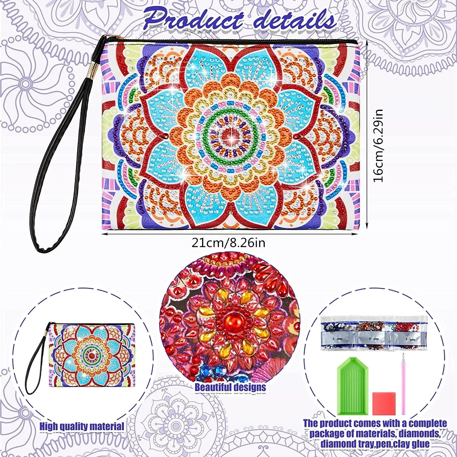 DIY Mandala Diamond Painting PU Leather Purse