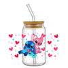 UV DTF Cup Wrap – Miniso Lovely Cartoon Stitch 3D Transfer Sticker for 16oz Libbey Glasses, Waterproof DIY Decal