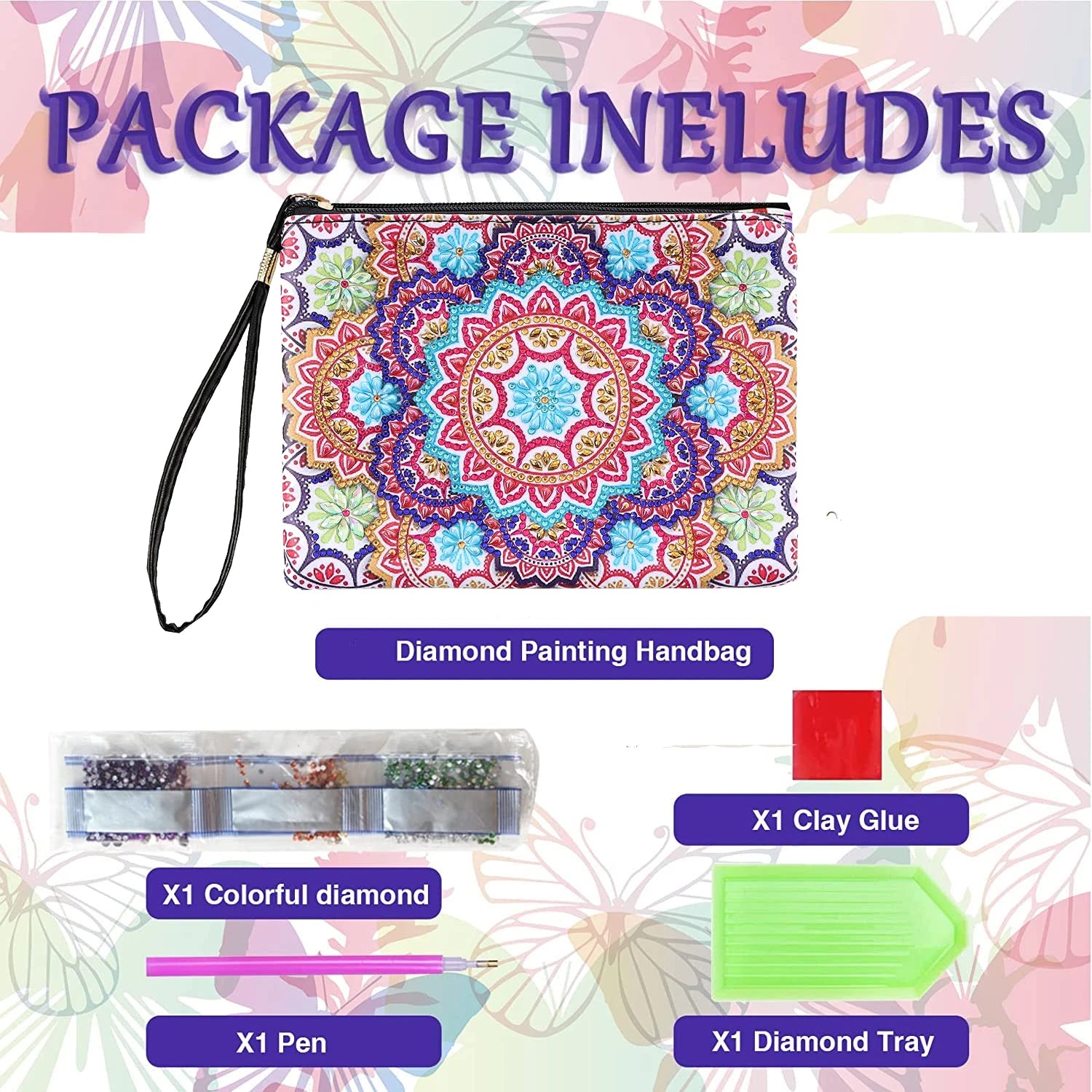 DIY Mandala Diamond Painting PU Leather Purse