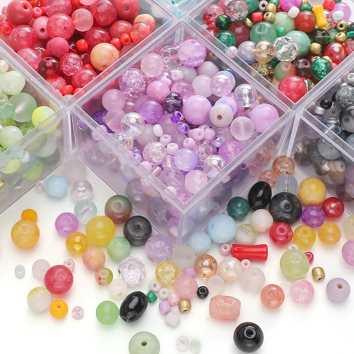 30g Mixed Glass Beads (3–12mm) for DIY Jewelry