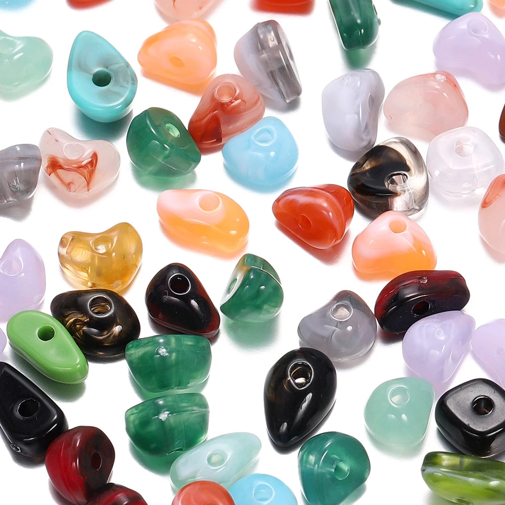 50/100pcs Irregular Imitation Stone Acrylic Spacer Beads