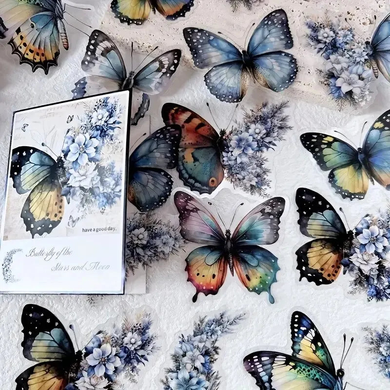 30pcs Vintage Butterfly PET Stickers – Scrapbook & Journal Decoration