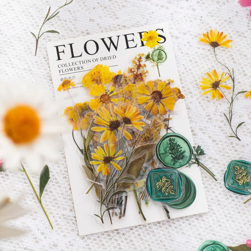 40pcs Vintage Dried Flower & Leaf Stickers