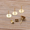 50-100pcs 2-Color Stainless Steel Earring Studs – Blank Post Base Pins with Ear Backs for DIY Jewelry Making